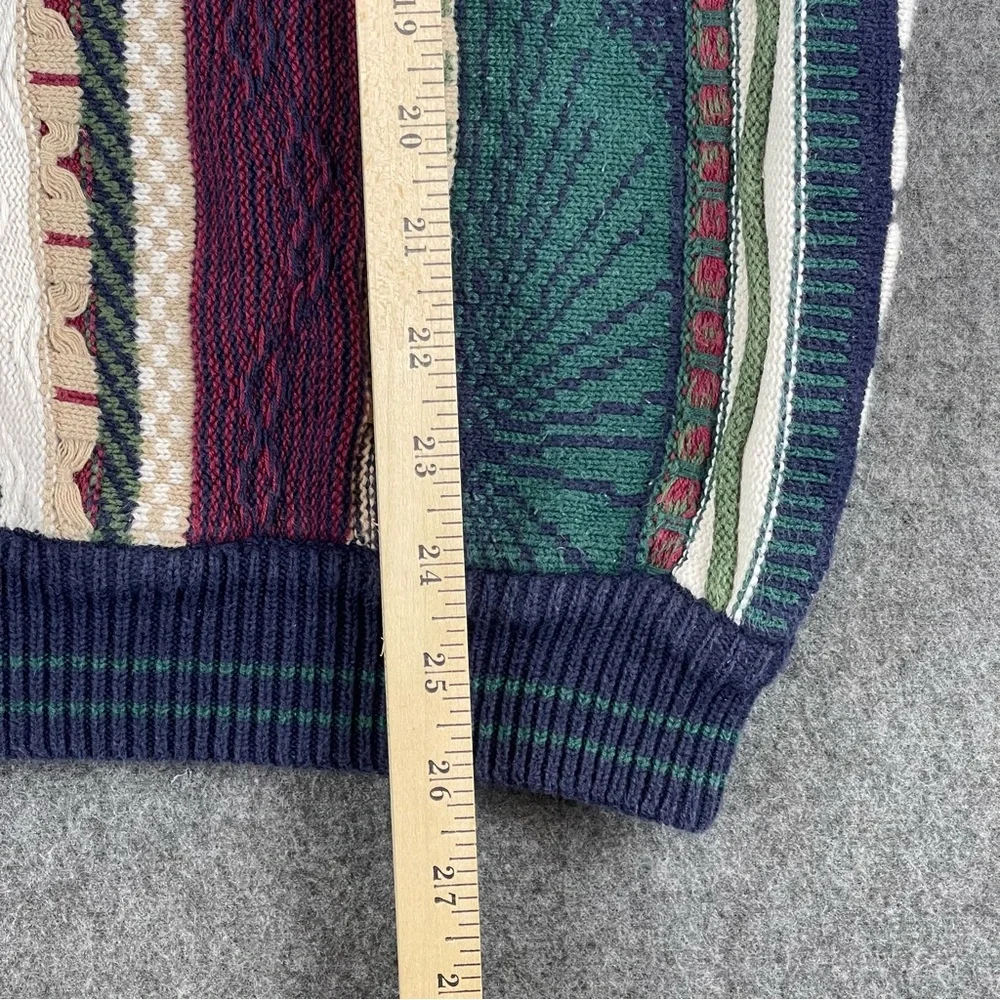 Vtg Cotton Traders 3D Knit Sweater Mens Medium Chunky Cable Coogi Style Cosby